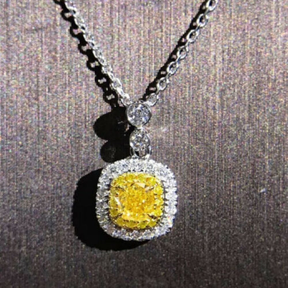 New 925 Silver Citrine Necklace - Picture 2 of 4